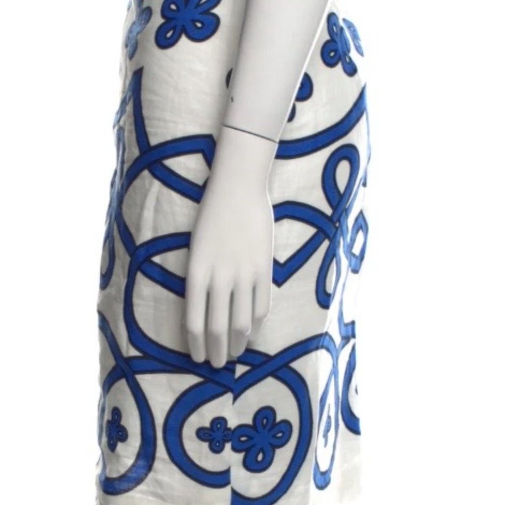 Designer J McLaughlin Linen Blend Skirt with Embroidered Design - Picture 3 of 3